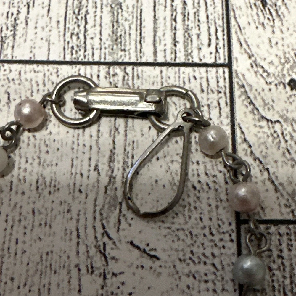 Silver Tone Tri-Color Faux‎ Pearl Child's Bracelet 4
